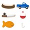 CookieCutter.Com Fishing Cookie Cutter 6 Pc Set – 6 in Fishing Pole, 3.25 in Fish, 1.75 in Fishing Hook, 4 in Canoe, 3 in Fishing Bobber and 4 in Pickup Truck